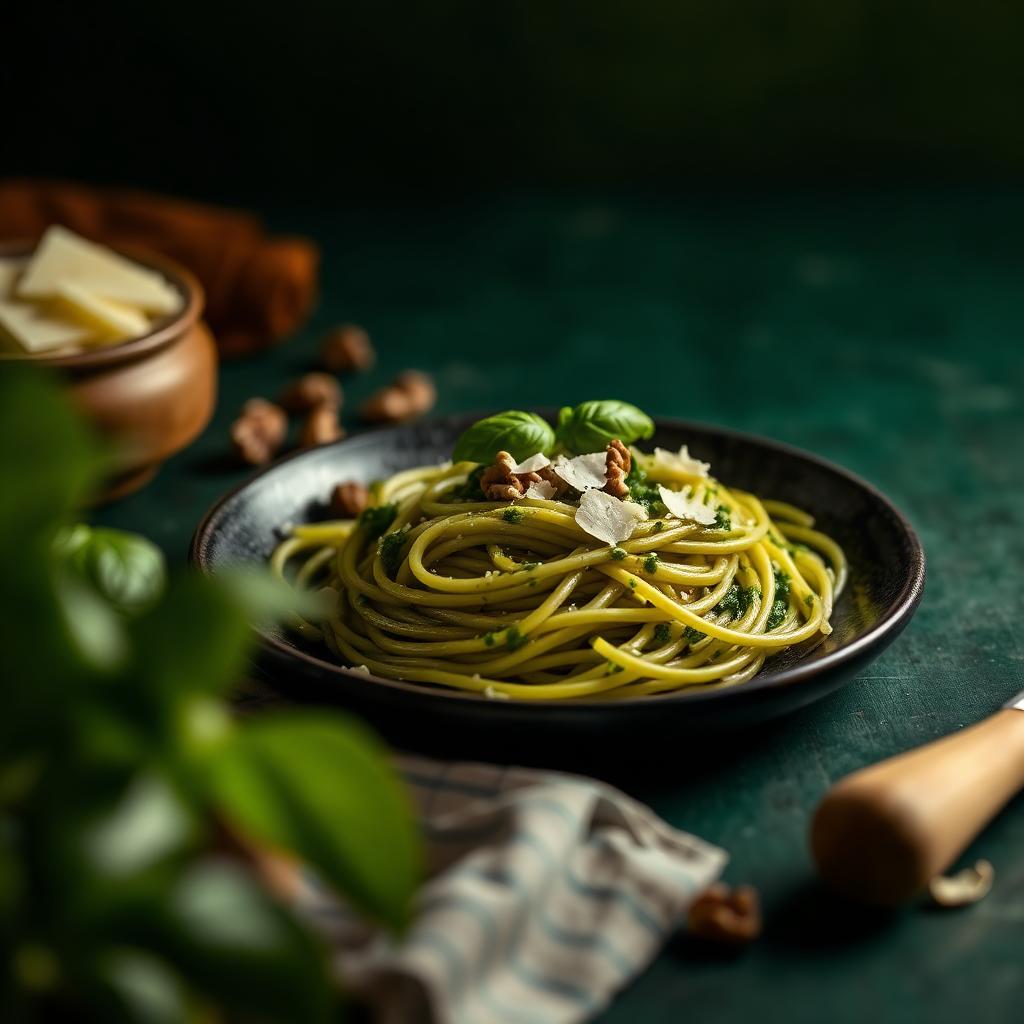 Espaguete ao molho pesto